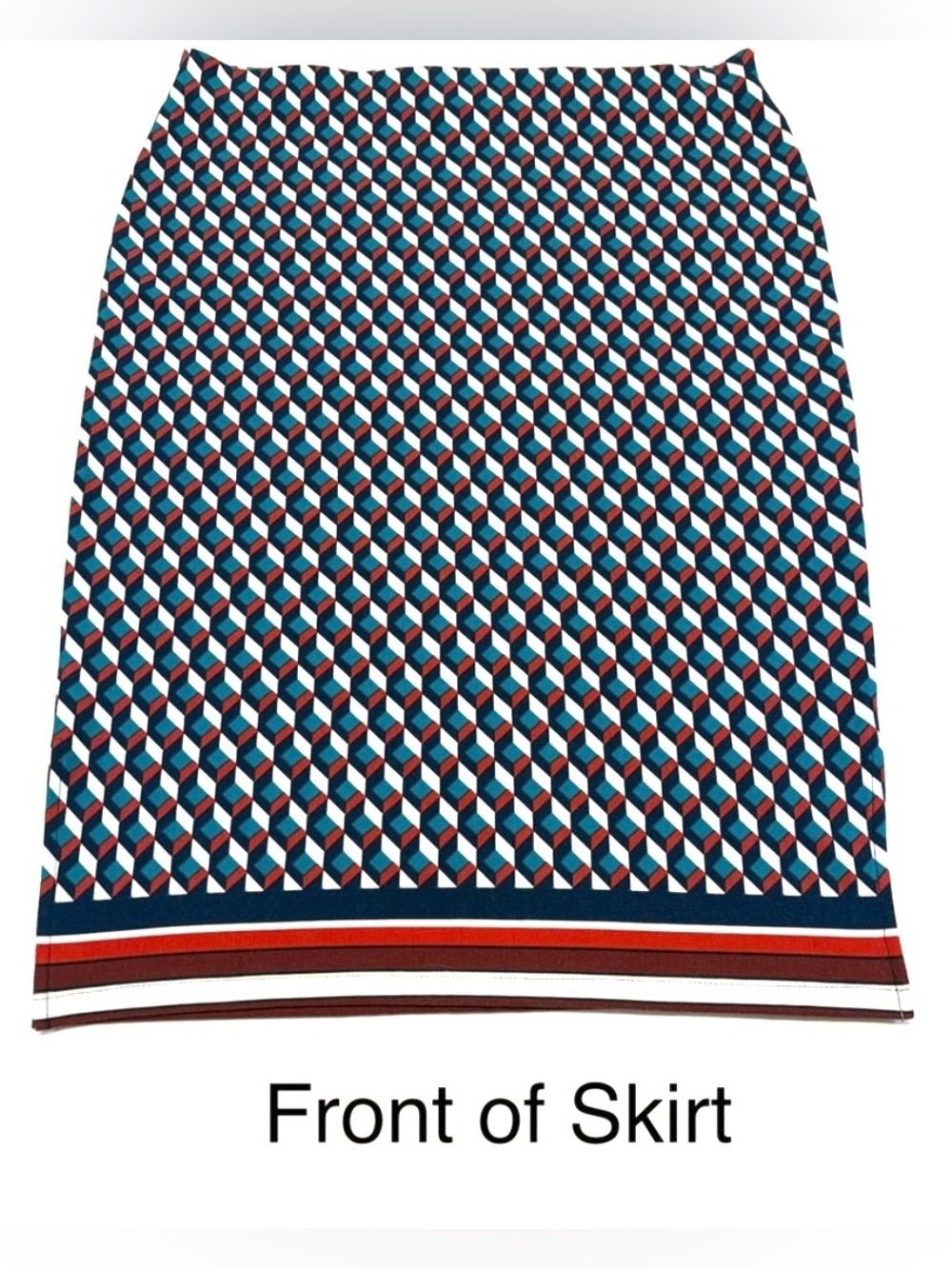 Jules & Leopold Geometric Cube Print Pencil Skirt Size Large EUC